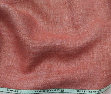 Linen Club Men's Linen Self Design 2.25 Meter Unstitched Shirting Fabric (Blush Red)