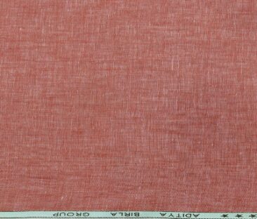 Linen Club Men's Linen Self Design 2.25 Meter Unstitched Shirting Fabric (Blush Red)