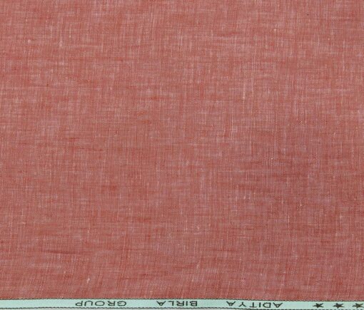 Linen Club Men's Linen Self Design 2.25 Meter Unstitched Shirting Fabric (Blush Red)