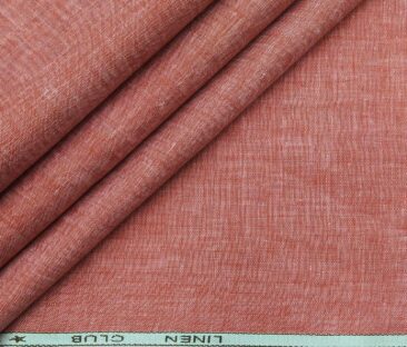 Linen Club Men's Linen Self Design 2.25 Meter Unstitched Shirting Fabric (Blush Red)