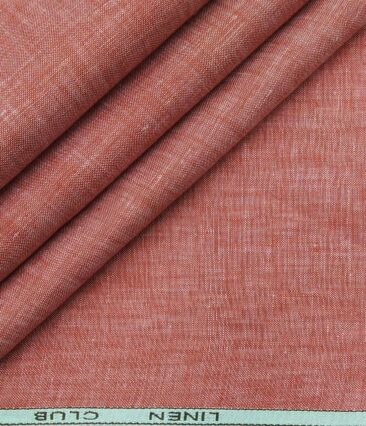 Linen Club Men's Linen Self Design 2.25 Meter Unstitched Shirting Fabric (Blush Red)