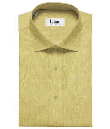 Linen Club Men's Linen Self Design 2.25 Meter Unstitched Shirting Fabric (Corn Yellow)