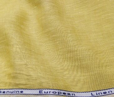 Linen Club Men's Linen Self Design 2.25 Meter Unstitched Shirting Fabric (Corn Yellow)