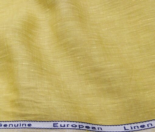 Linen Club Men's Linen Self Design 2.25 Meter Unstitched Shirting Fabric (Corn Yellow)
