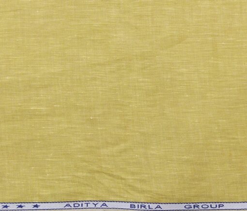 Linen Club Men's Linen Self Design 2.25 Meter Unstitched Shirting Fabric (Corn Yellow)