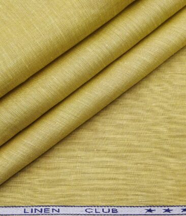 Linen Club Men's Linen Self Design 2.25 Meter Unstitched Shirting Fabric (Corn Yellow)