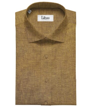 Linen Club Men's Linen Self Design 2.25 Meter Unstitched Shirting Fabric (Dijon Yellow)