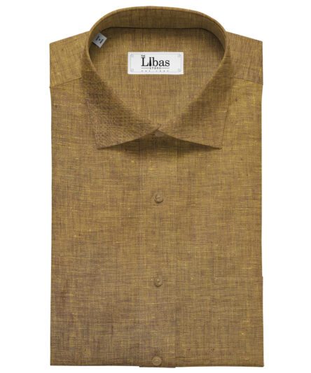 Linen Club Men's Linen Self Design 2.25 Meter Unstitched Shirting Fabric (Dijon Yellow)