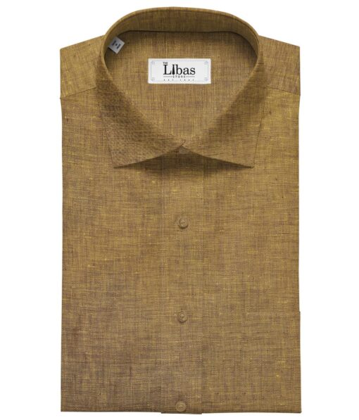 Linen Club Men's Linen Self Design 2.25 Meter Unstitched Shirting Fabric (Dijon Yellow)