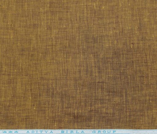 Linen Club Men's Linen Self Design 2.25 Meter Unstitched Shirting Fabric (Dijon Yellow)