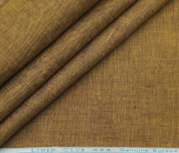 Linen Club Men's Linen Self Design 2.25 Meter Unstitched Shirting Fabric (Dijon Yellow)