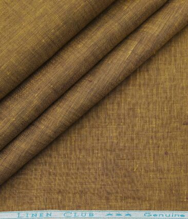 Linen Club Men's Linen Self Design 2.25 Meter Unstitched Shirting Fabric (Dijon Yellow)