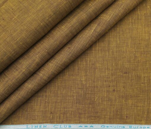 Linen Club Men's Linen Self Design 2.25 Meter Unstitched Shirting Fabric (Dijon Yellow)
