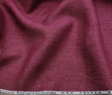 Linen Club Men's Linen 60 LEA Self Design Unstitched Shirting Fabric (Dark Magenta)