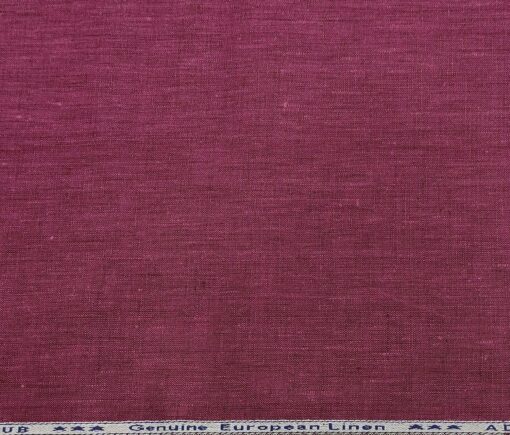 Linen Club Men's Linen 60 LEA Self Design Unstitched Shirting Fabric (Dark Magenta)