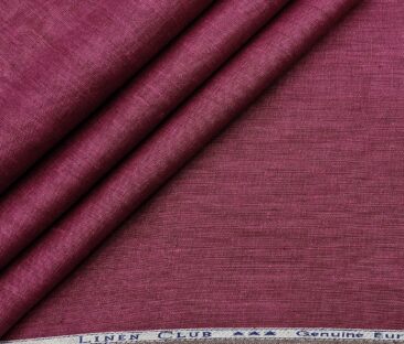 Linen Club Men's Linen 60 LEA Self Design Unstitched Shirting Fabric (Dark Magenta)