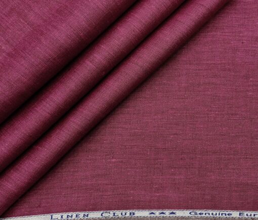 Linen Club Men's Linen 60 LEA Self Design Unstitched Shirting Fabric (Dark Magenta)