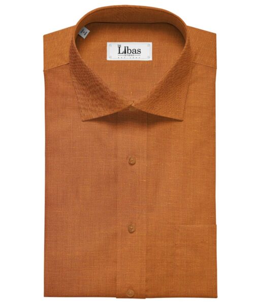 Linen Club Men's Linen 60 LEA Self Design Unstitched Shirting Fabric (Marmalade Orange)