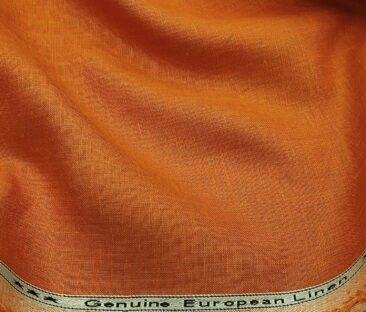 Linen Club Men's Linen 60 LEA Self Design Unstitched Shirting Fabric (Marmalade Orange)