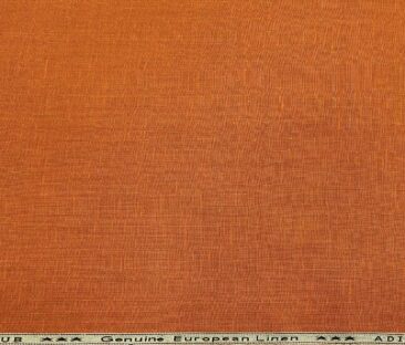 Linen Club Men's Linen 60 LEA Self Design Unstitched Shirting Fabric (Marmalade Orange)