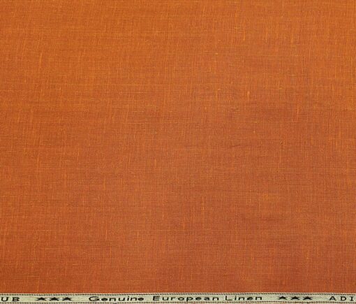 Linen Club Men's Linen 60 LEA Self Design Unstitched Shirting Fabric (Marmalade Orange)