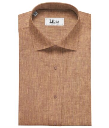 Linen Club Men's Linen Self Design 2.10 Meter Unstitched Shirting Fabric (Sandstone Orange)