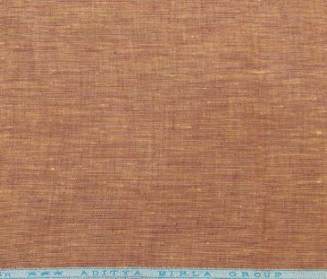 Linen Club Men's Linen Self Design 2.10 Meter Unstitched Shirting Fabric (Sandstone Orange)