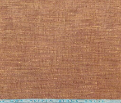 Linen Club Men's Linen Self Design 2.10 Meter Unstitched Shirting Fabric (Sandstone Orange)