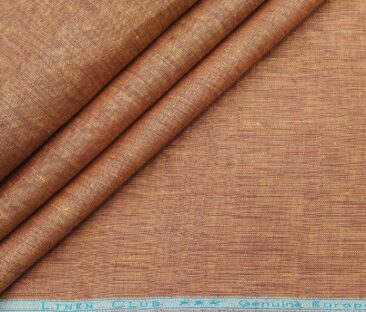 Linen Club Men's Linen Self Design 2.10 Meter Unstitched Shirting Fabric (Sandstone Orange)