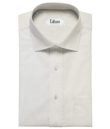 Linen Club Men's Linen 60 LEA Solid Unstitched Shirting Fabric (Milky White)