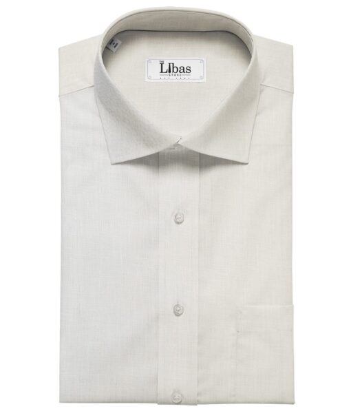Linen Club Men's Linen 60 LEA Solid Unstitched Shirting Fabric (Milky White)