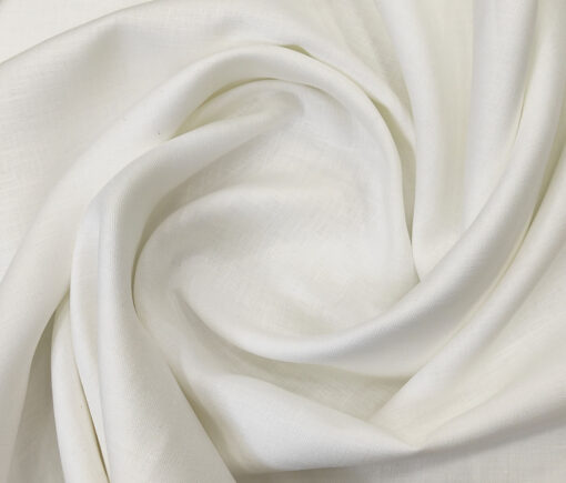 Linen Club Men's Linen 60 LEA Solid Unstitched Shirting Fabric (Milky White)