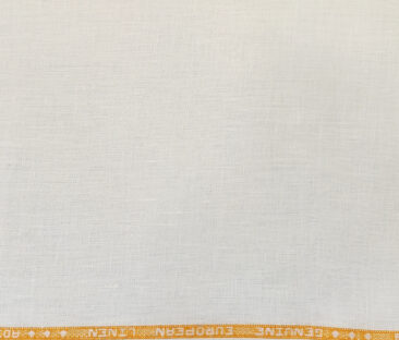 Linen Club Men's Linen 60 LEA Solid Unstitched Shirting Fabric (Milky White)