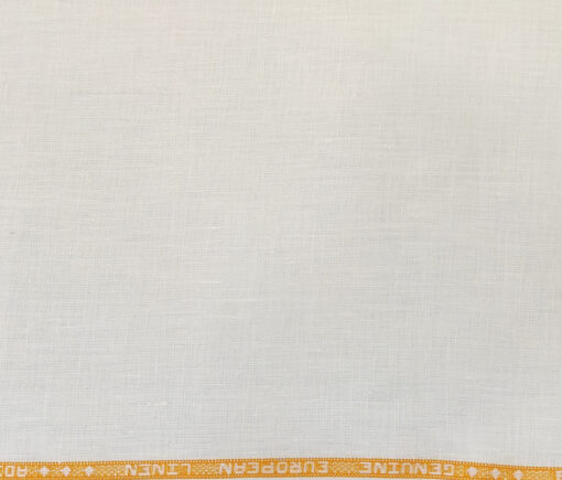 Linen Club Men's Linen 60 LEA Solid Unstitched Shirting Fabric (Milky White)