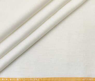 Linen Club Men's Linen 60 LEA Solid Unstitched Shirting Fabric (Milky White)