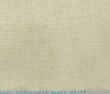 Linen Club Men's Linen 70 LEA Self Design Unstitched Shirting Fabric (Buttermilk Beige)