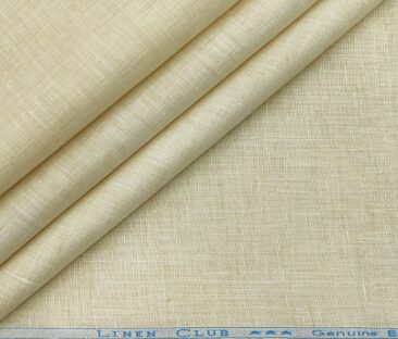 Linen Club Men's Linen 70 LEA Self Design Unstitched Shirting Fabric (Buttermilk Beige)