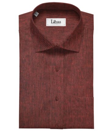 Linen Club Men's Linen Self Design 2.25 Meter Unstitched Shirting Fabric (Maroon Red)