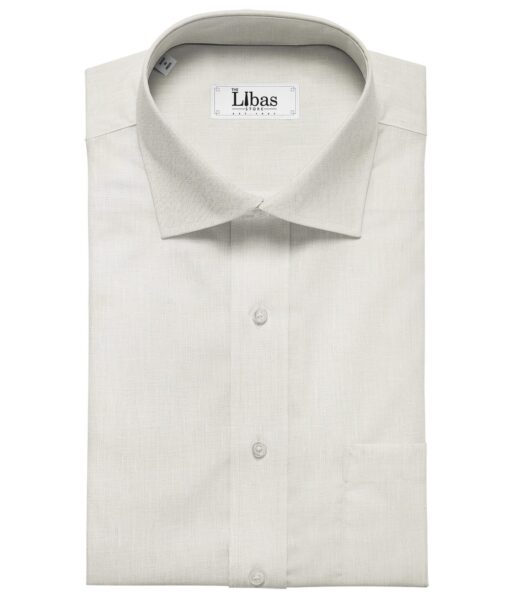 Linen Club Men's Linen 80 LEA Solid Unstitched Shirting Fabric (Milky White)
