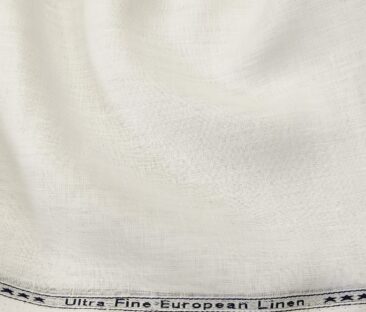 Linen Club Men's Linen 80 LEA Solid Unstitched Shirting Fabric (Milky White)