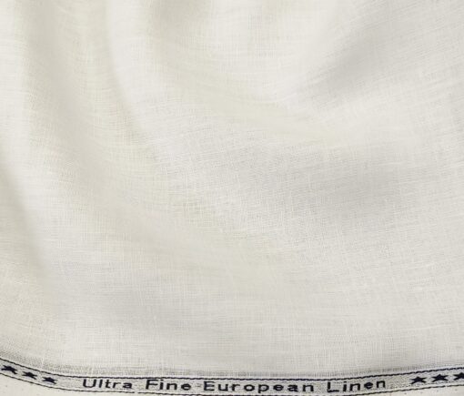 Linen Club Men's Linen 80 LEA Solid Unstitched Shirting Fabric (Milky White)
