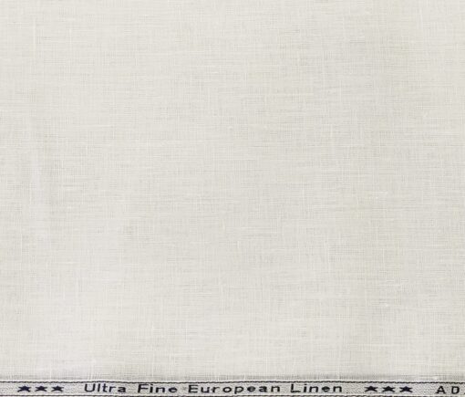 Linen Club Men's Linen 80 LEA Solid Unstitched Shirting Fabric (Milky White)