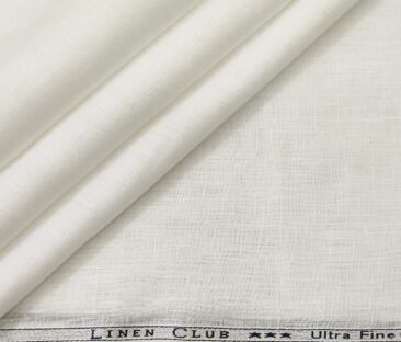 Linen Club Men's Linen 80 LEA Solid Unstitched Shirting Fabric (Milky White)