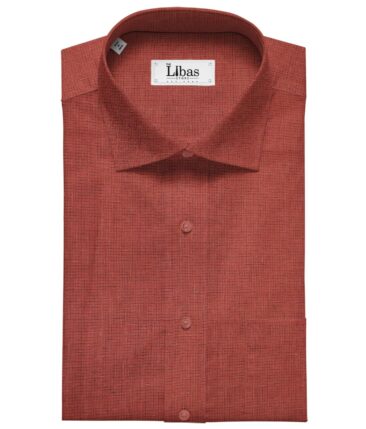 Linen Club Men's Linen 80 LEA Self Micro Checks Unstitched Shirting Fabric (Berry Red)