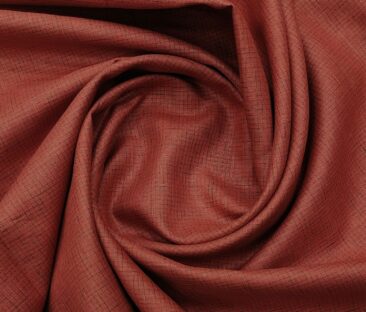 Linen Club Men's Linen 80 LEA Self Micro Checks Unstitched Shirting Fabric (Berry Red)