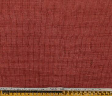 Linen Club Men's Linen 80 LEA Self Micro Checks Unstitched Shirting Fabric (Berry Red)