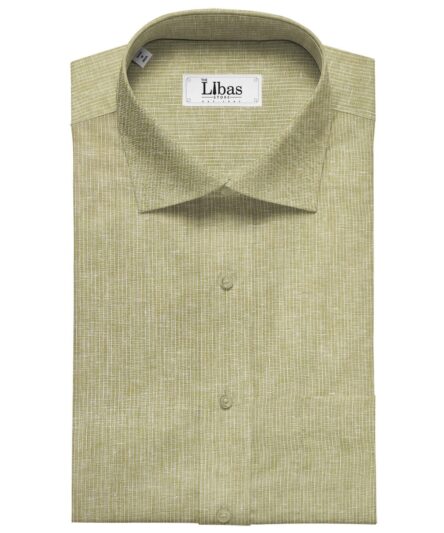 Linen Club Men's Linen 80 LEA Self Striped Unstitched Shirting Fabric (Beige)
