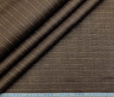 Linen Club Men's Linen 80 LEA Striped Unstitched Shirting Fabric (Carob Brown)