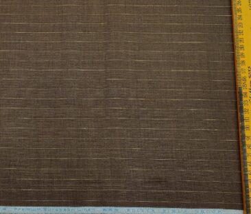 Linen Club Men's Linen 80 LEA Striped Unstitched Shirting Fabric (Carob Brown)