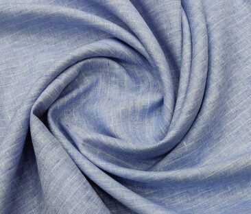 Linen Club Men's Linen 80 LEA Striped Unstitched Shirting Fabric (Sky Blue)
